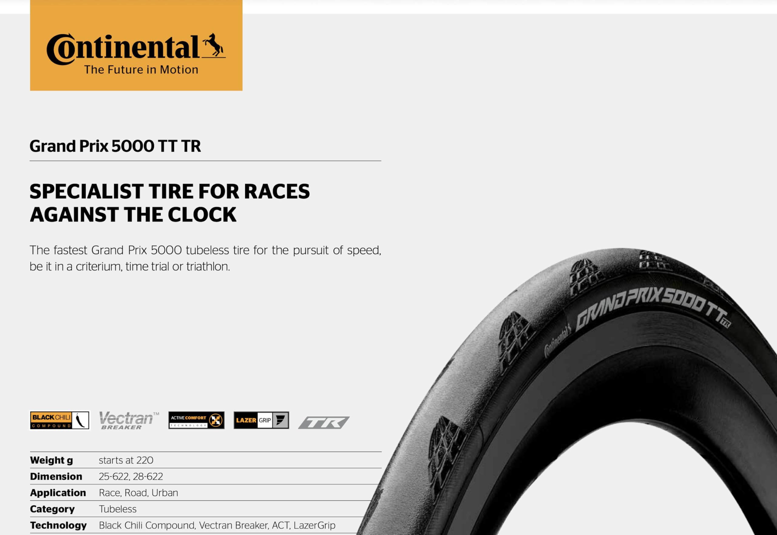 Continental GP5000 TT TR (Grand Prix 5000 TT sem câmara de ar